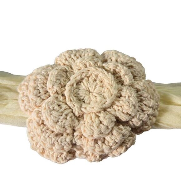 Crochet flower headband Girls accessories 7-10" - Picture 2 of 4
